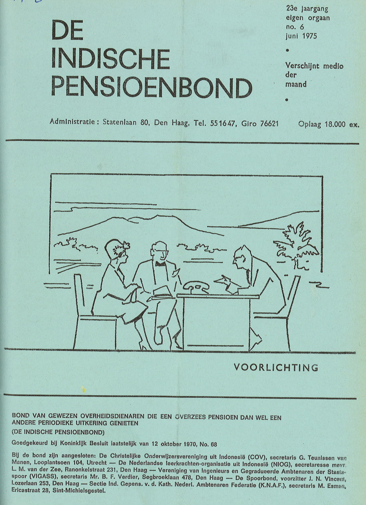 Voorkant van het informatieblad van De Indische Pensioenbond